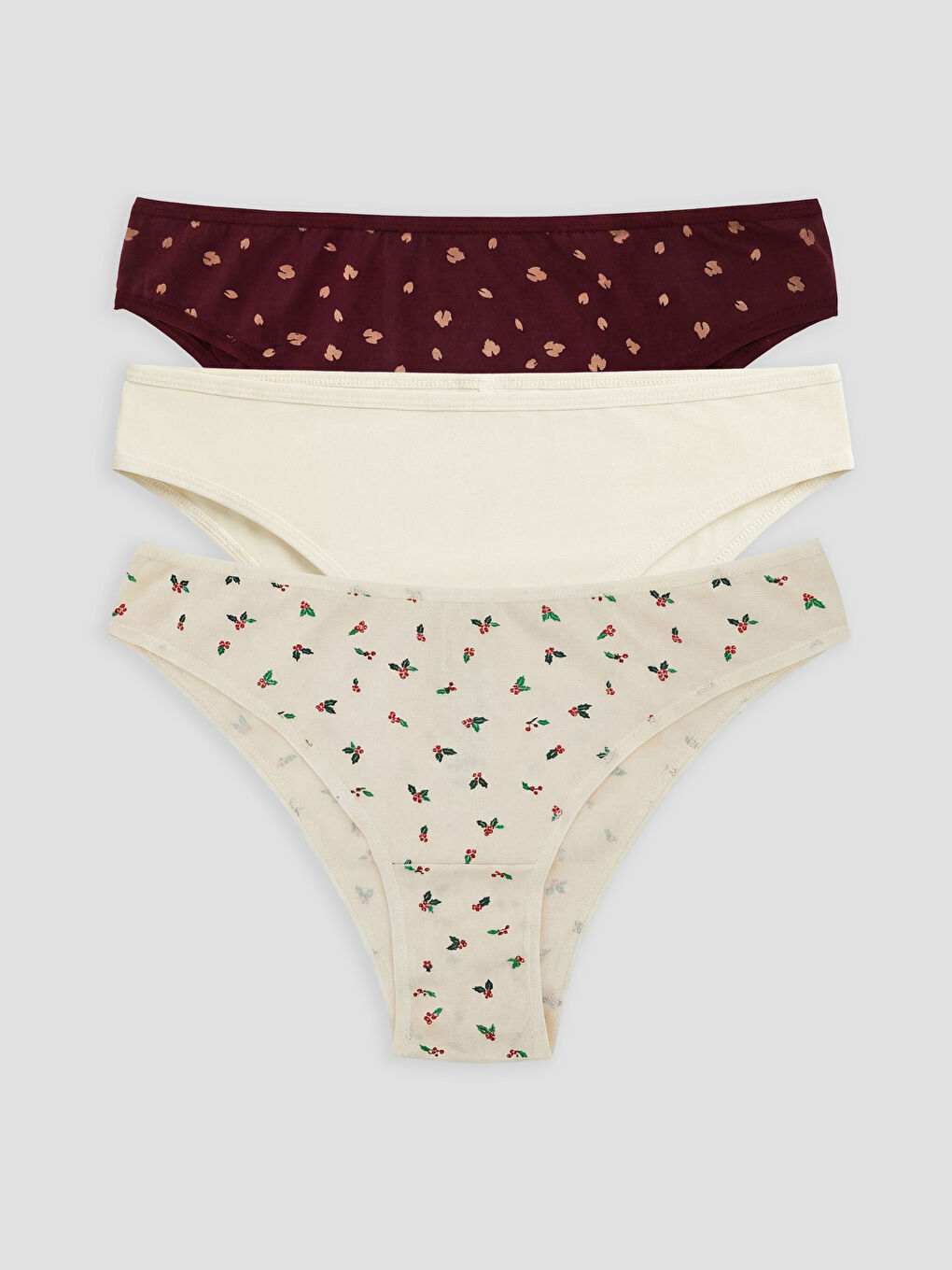 Bordo Baskılı Brazilian Külot 3'lü
