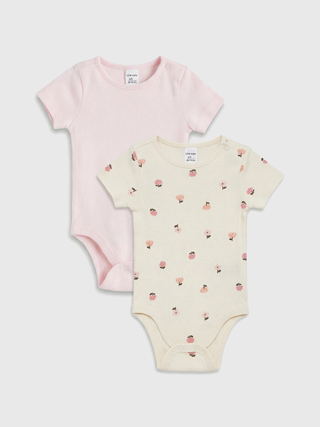 Bisiklet Yaka Baskılı Kız Bebek Çıtçıtlı Body 2'li