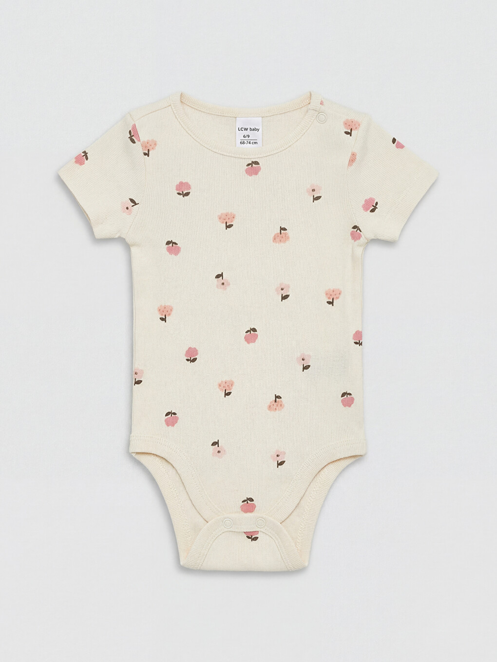 Bisiklet Yaka Baskılı Kız Bebek Çıtçıtlı Body 2'li-1