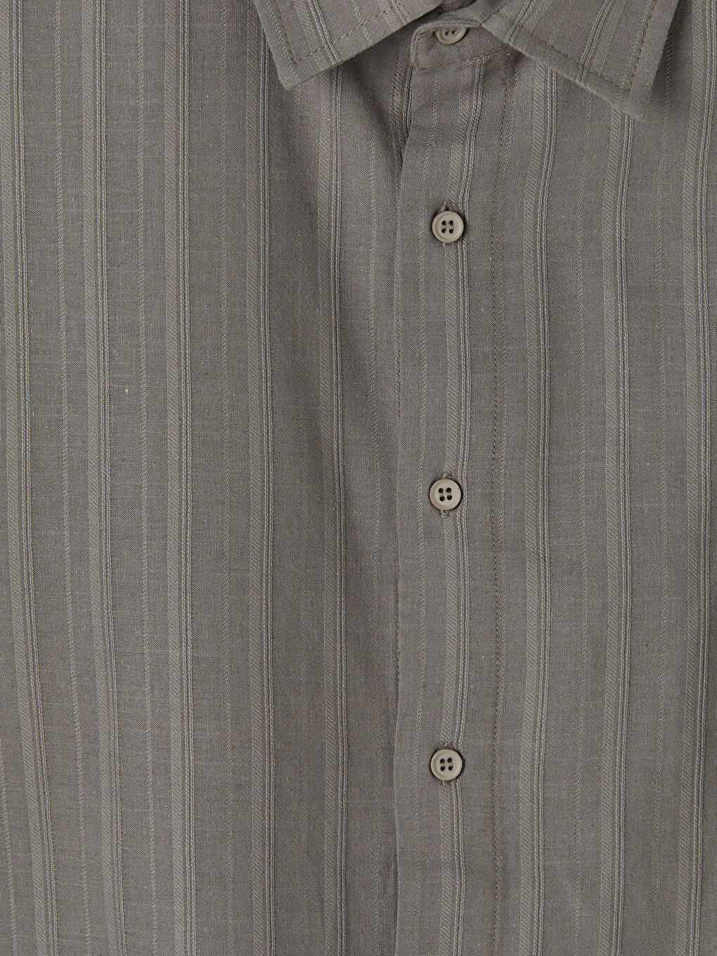 Kahverengi Rahat Kalıp Keten Karışımlı Erkek Gömlek-2