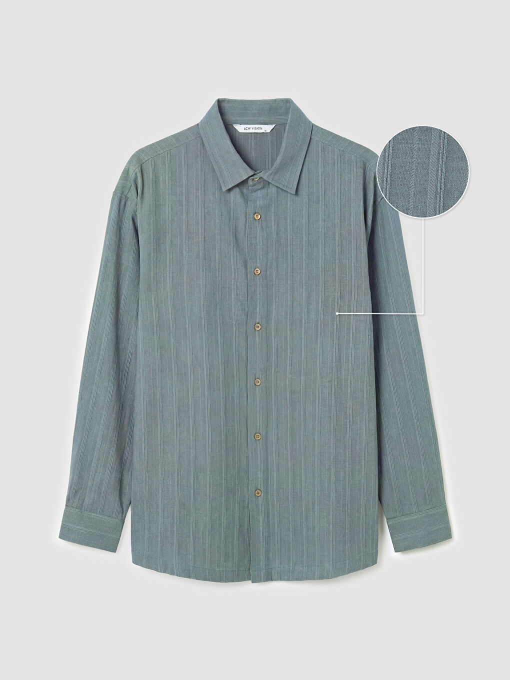 Gri Rahat Kalıp Keten Karışımlı Erkek Gömlek