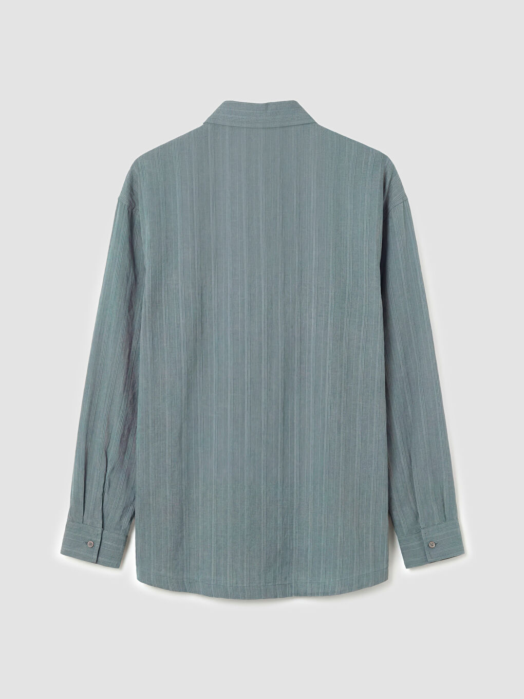 Gri Rahat Kalıp Keten Karışımlı Erkek Gömlek-1