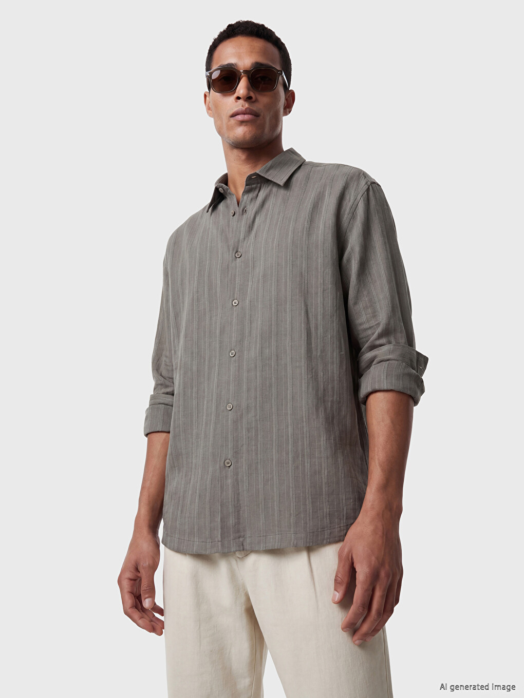 Relaxed Fit Linen Blend Men's Shirt