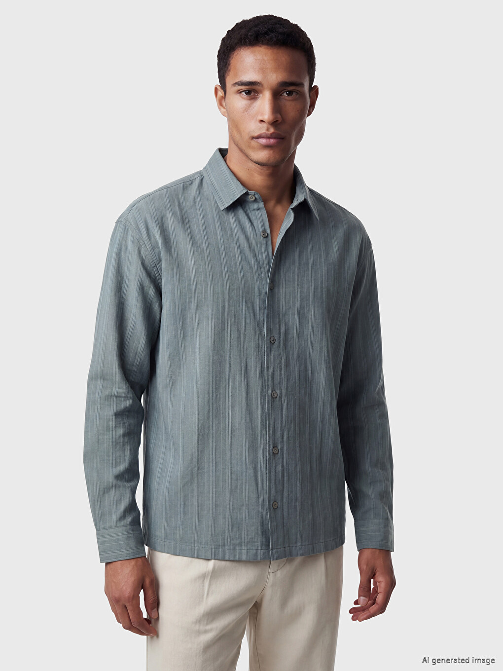 Relaxed Fit Linen Blend Men's Shirt
