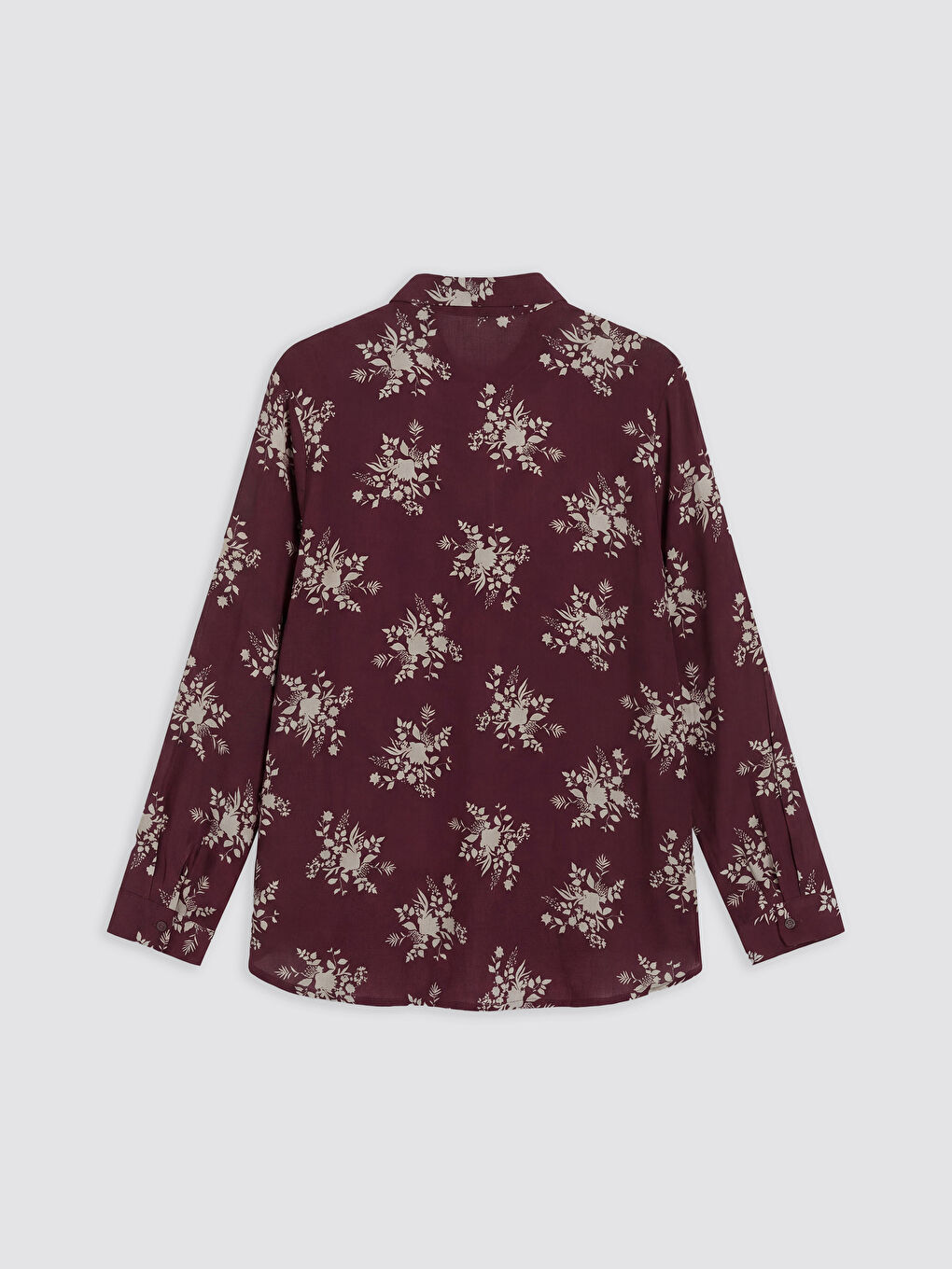 Bordo Çiçekli Kadın Gömlek Tunik-1