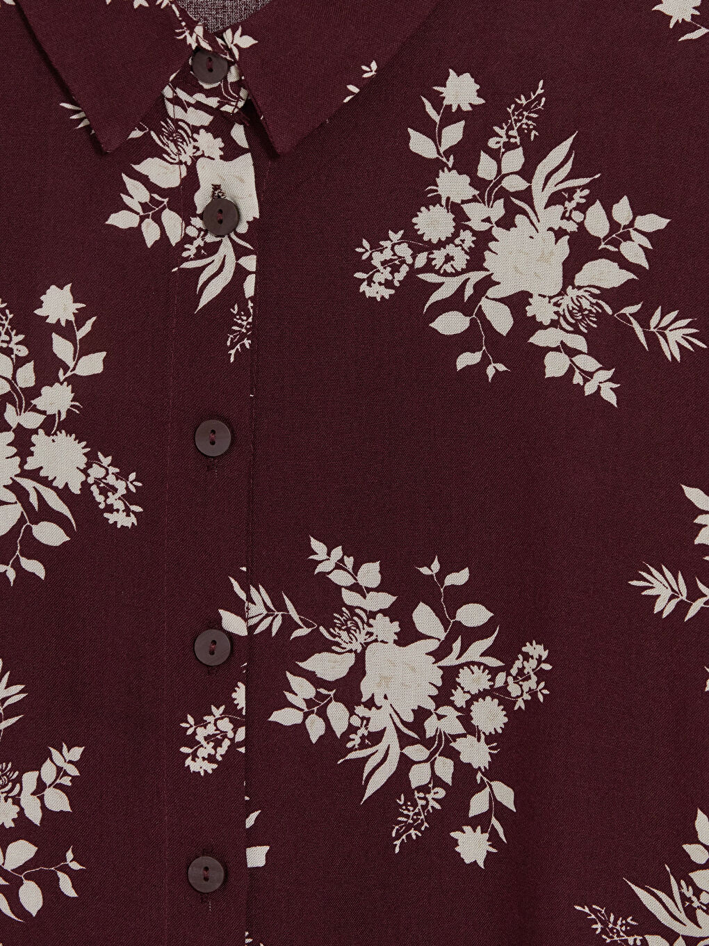Bordo Çiçekli Kadın Gömlek Tunik-2