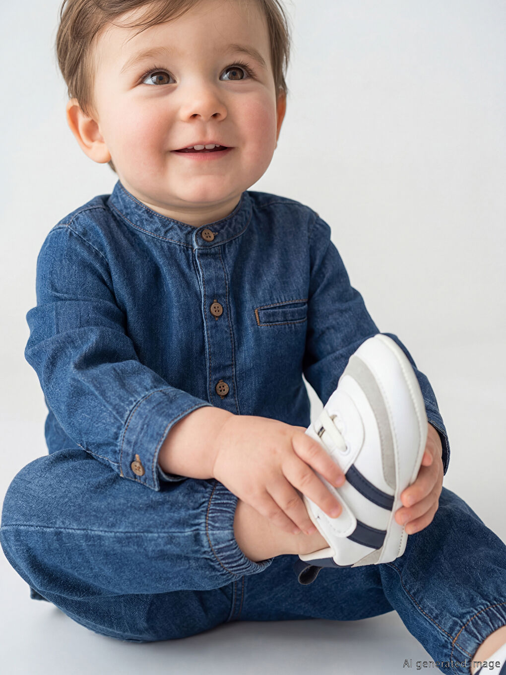 İndigo Erkek Bebek Jean Gömlek ve Pantolon-1