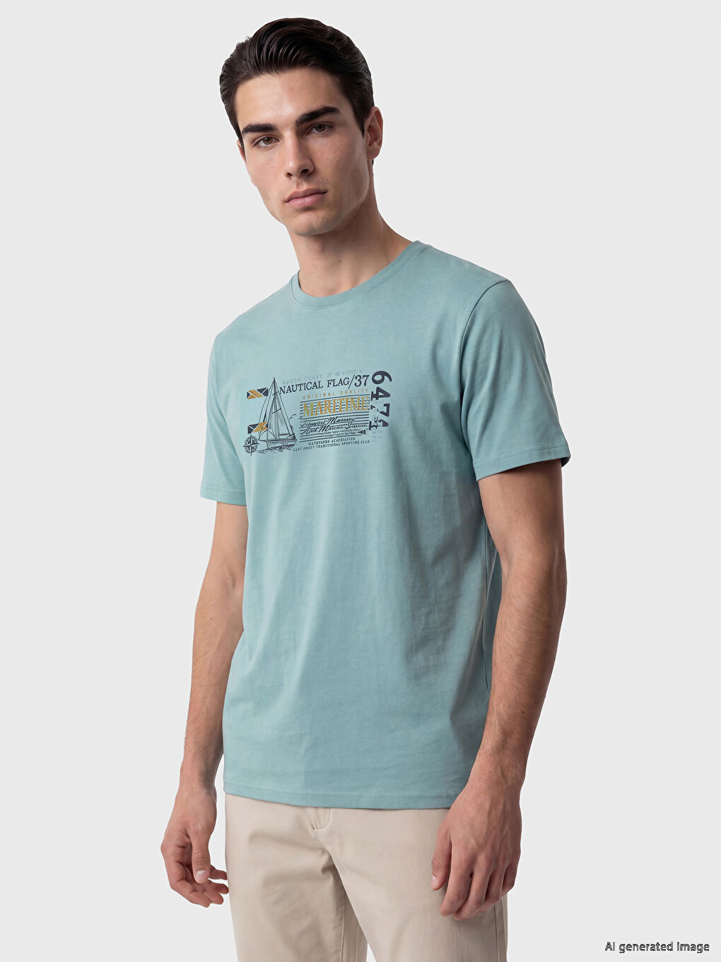 Crew Neck Printed Men's Jersey T-Shirt