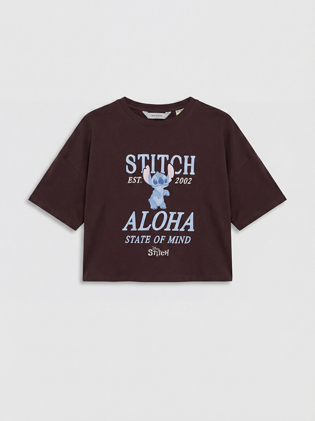 Kahverengi Bisiklet Yaka Stitch Baskılı Kadın Pijama Üstü