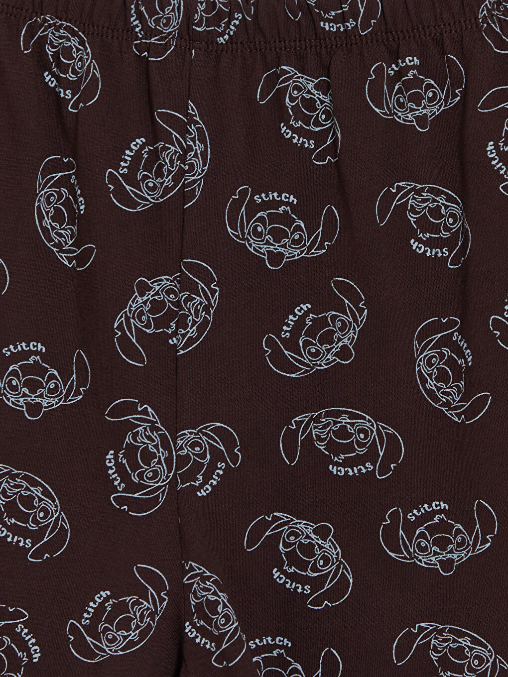Kahverengi Stitch Baskılı Kadın Şort Pijama Altı-2