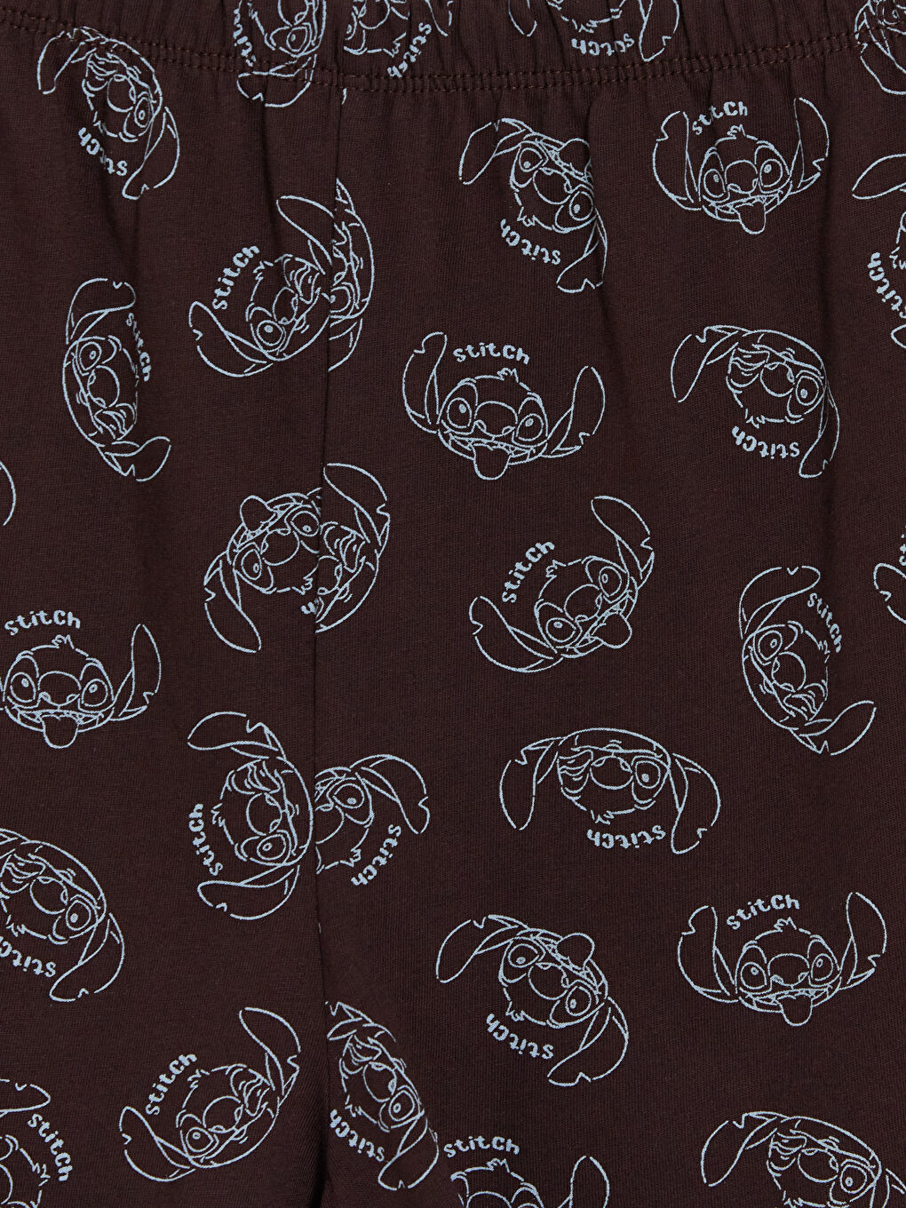 Kahverengi Stitch Baskılı Kadın Şortlu Pijama Takımı-6