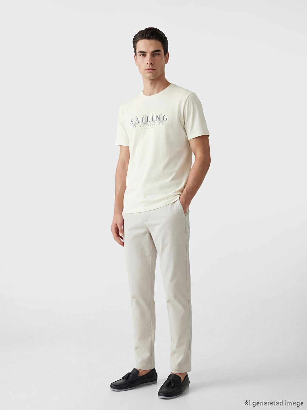 T-shirt à col rond coupe régulière imprimé pour homme-2