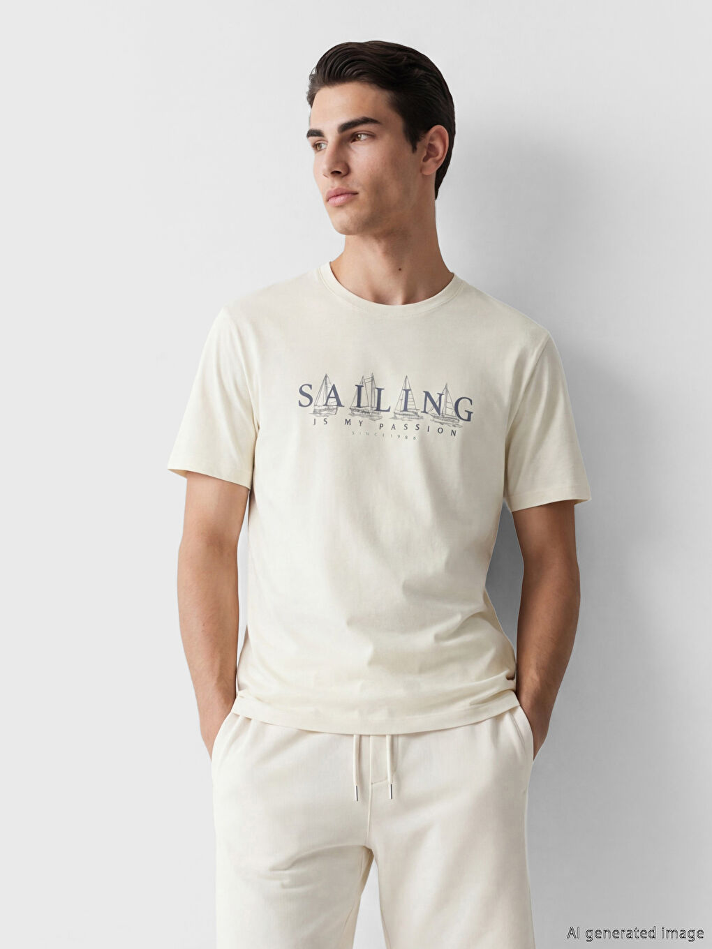 تي شيرت رجالي مطبوع بكول مدور-1