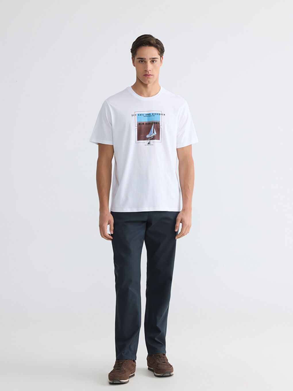 T-shirt imprimé à col rond pour homme-1