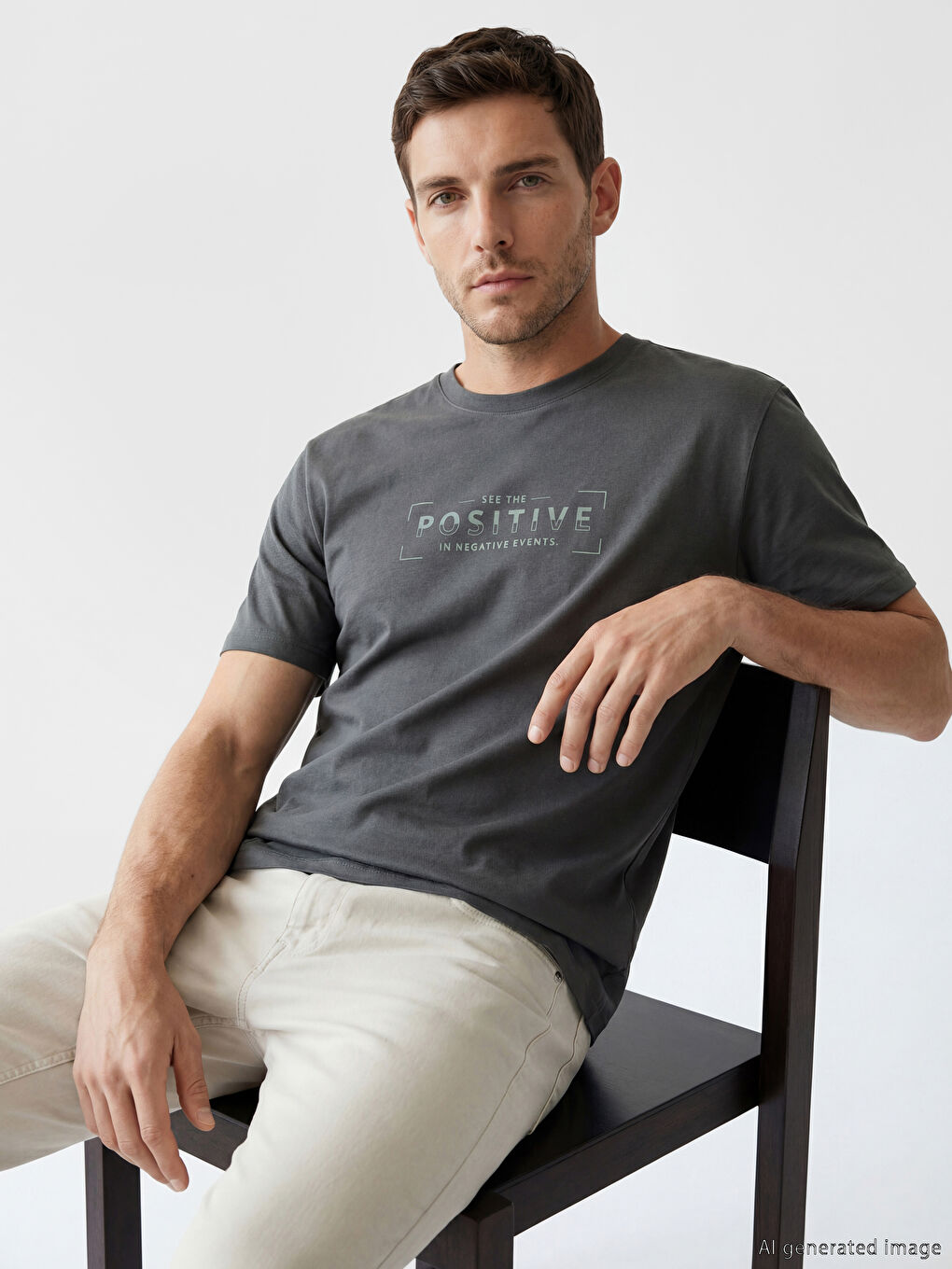 Мужская футболка с круглым вырезом и принтом