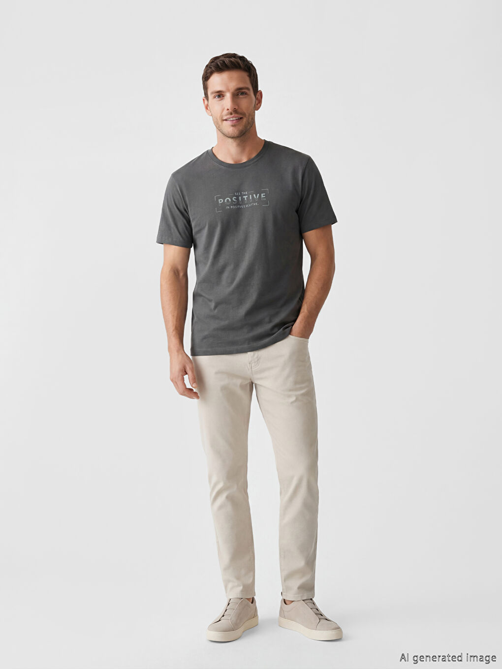 Мужская футболка с круглым вырезом и принтом-1