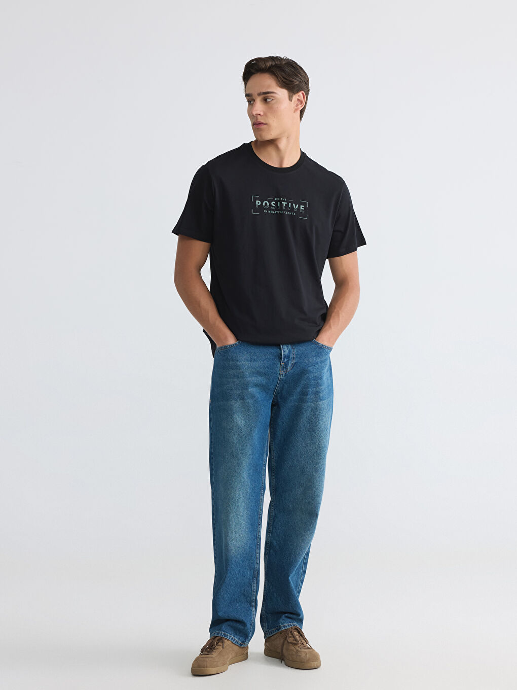 T-shirt imprimé à col rond pour homme-1