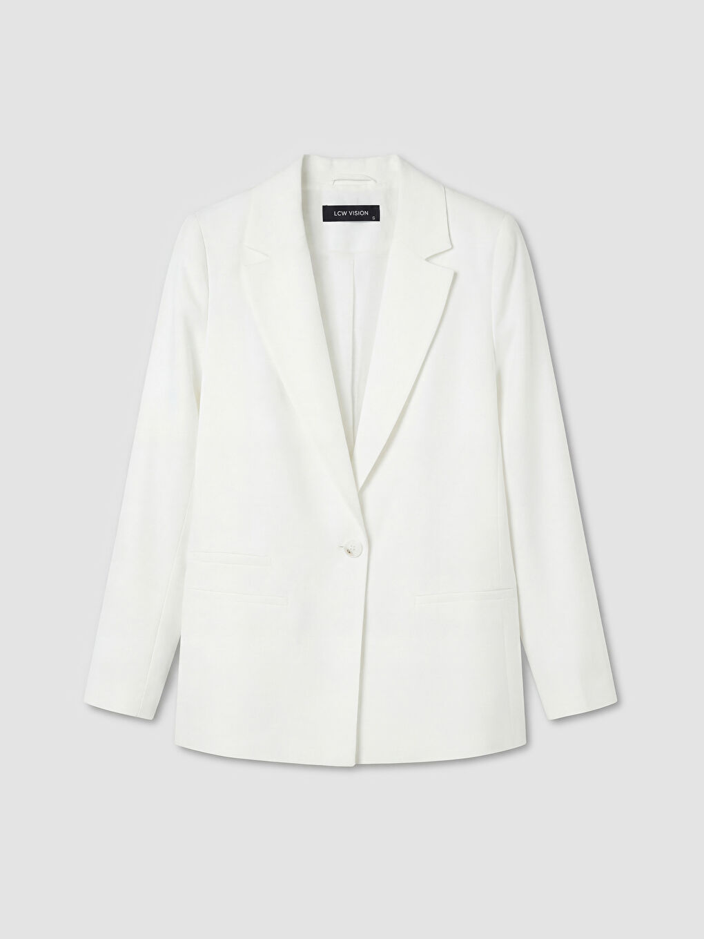 Ekru Keten Karışımlı Kadın Blazer Ceket