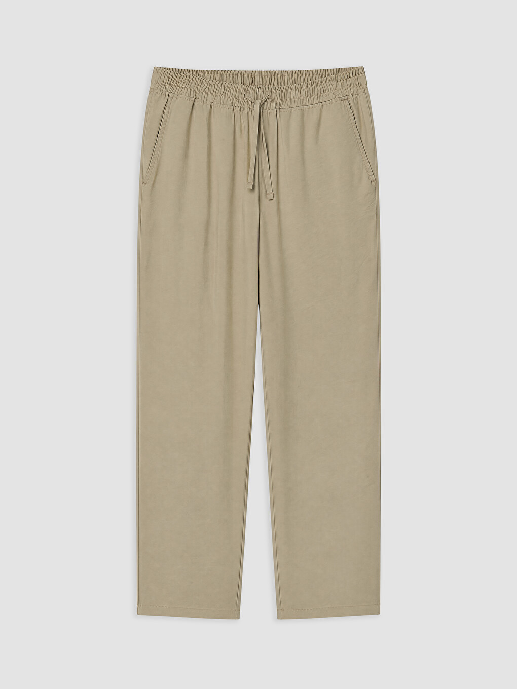 Bej Relax Fit Keten Görünümlü Erkek Pantolon