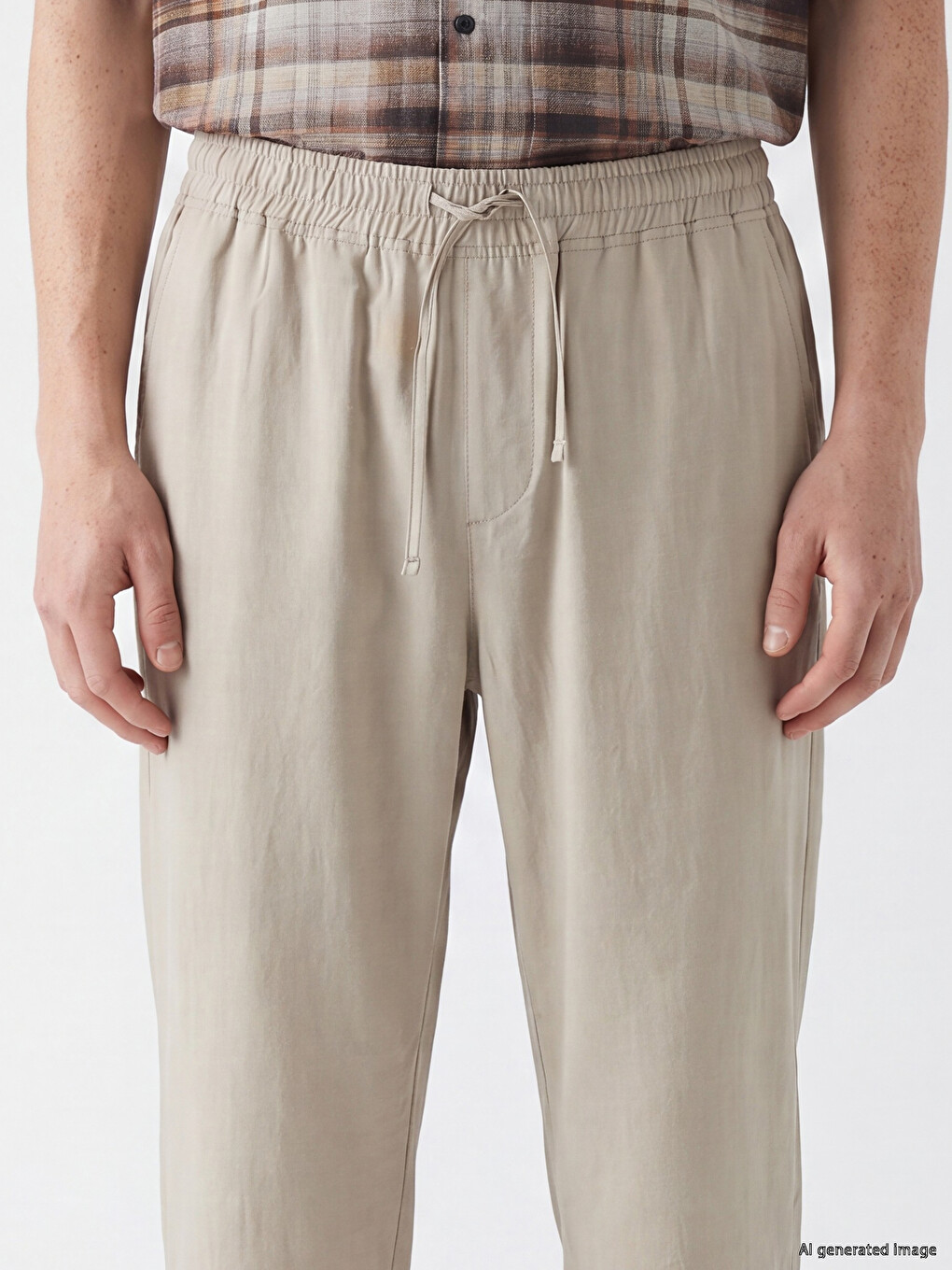Gri Relax Fit Keten Görünümlü Erkek Pantolon-2