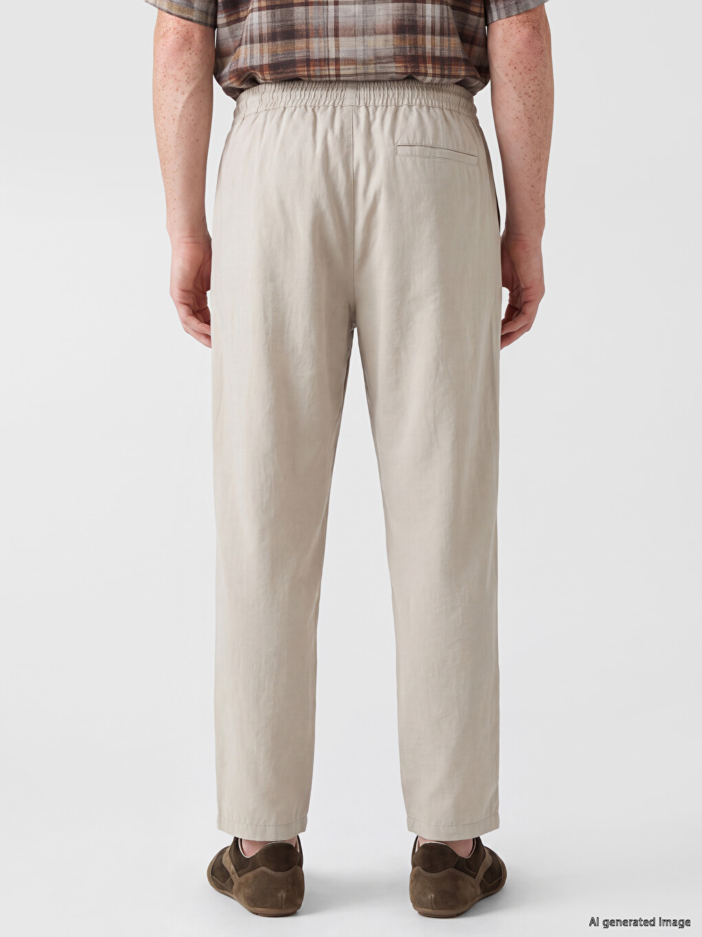 Gri Relax Fit Keten Görünümlü Erkek Pantolon-3