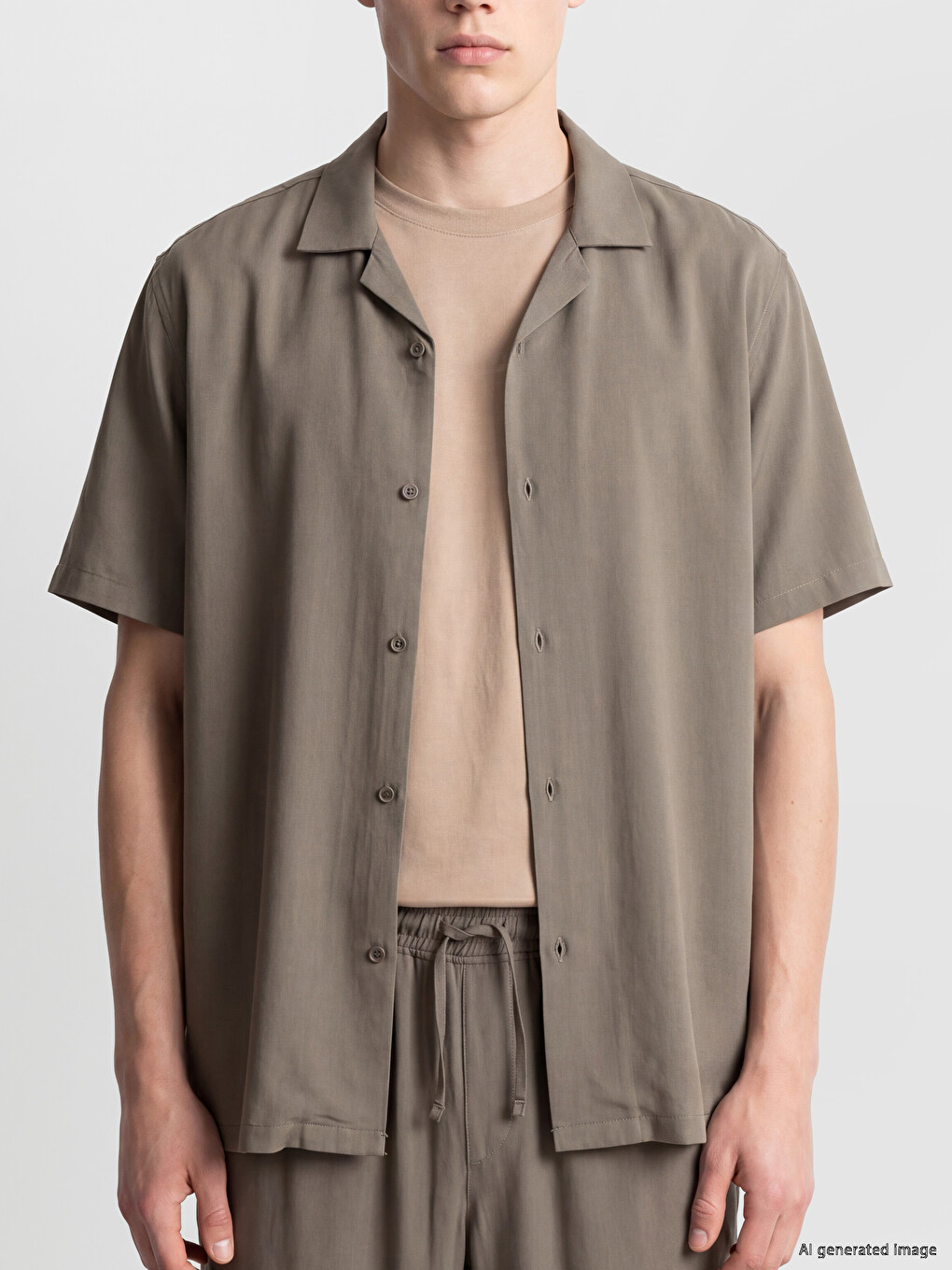 Relaxed Fit Camp Collar Men's Shirt-2