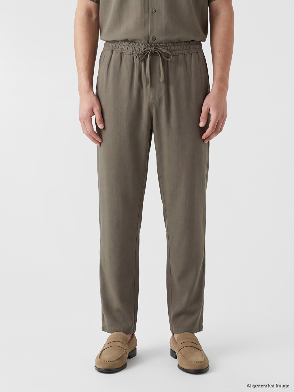 Kahverengi Relax Fit Gabardin Erkek Pantolon-1