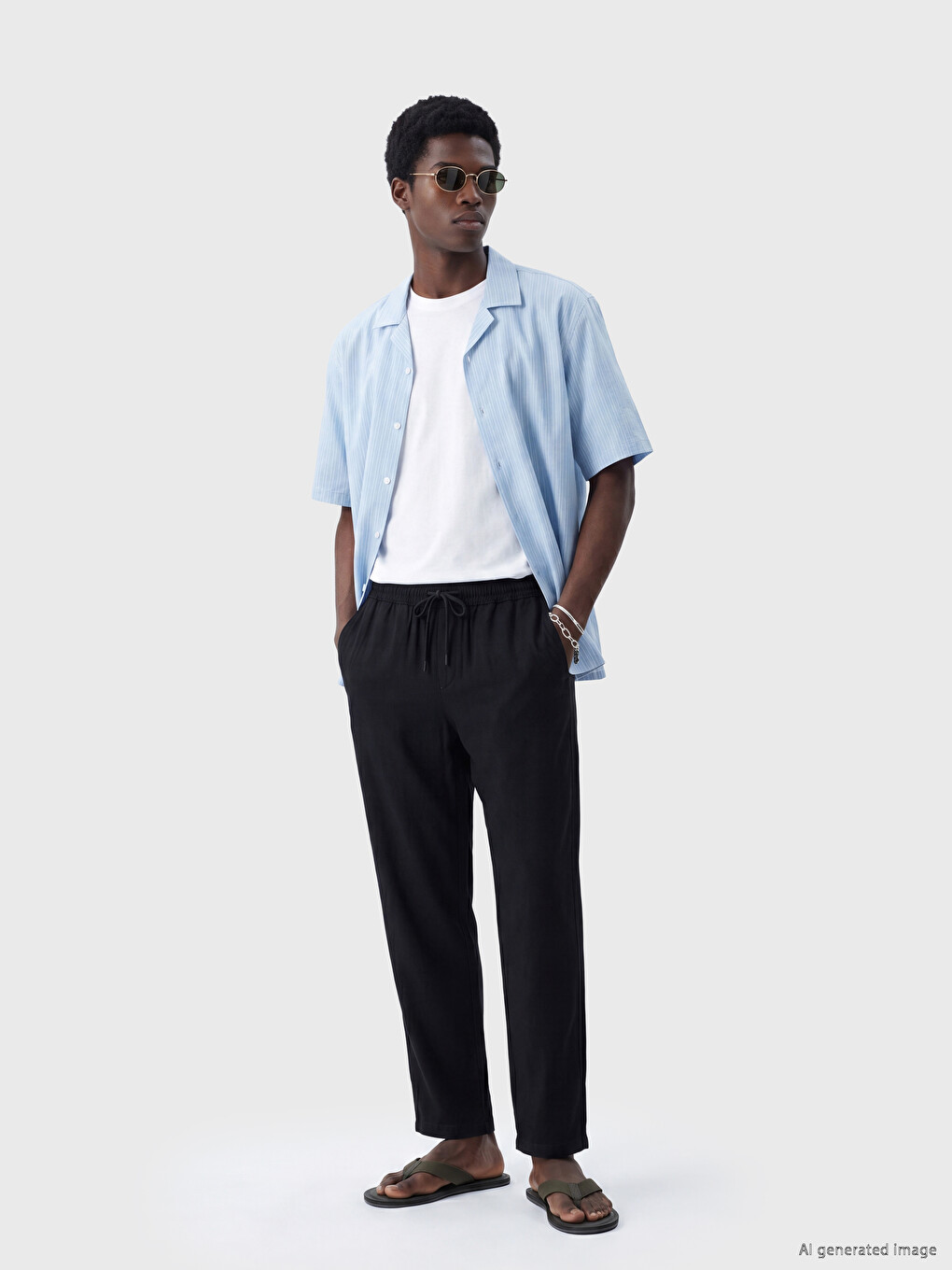 Siyah Relax Fit Gabardin Erkek Pantolon-1