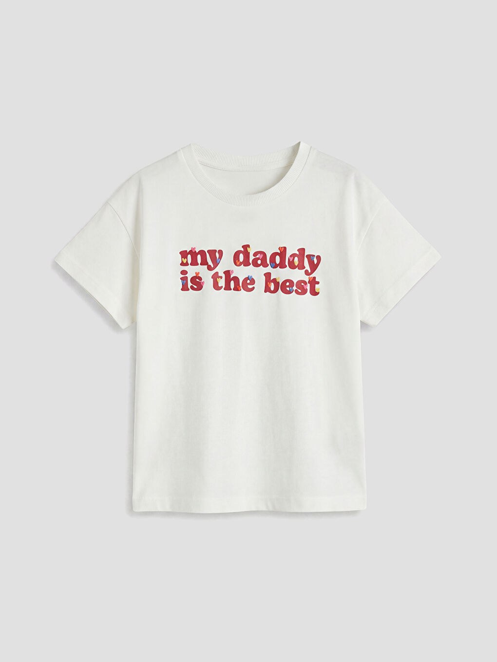 Ekru Bisiklet Yaka Baskılı Kız Çocuk Tişört