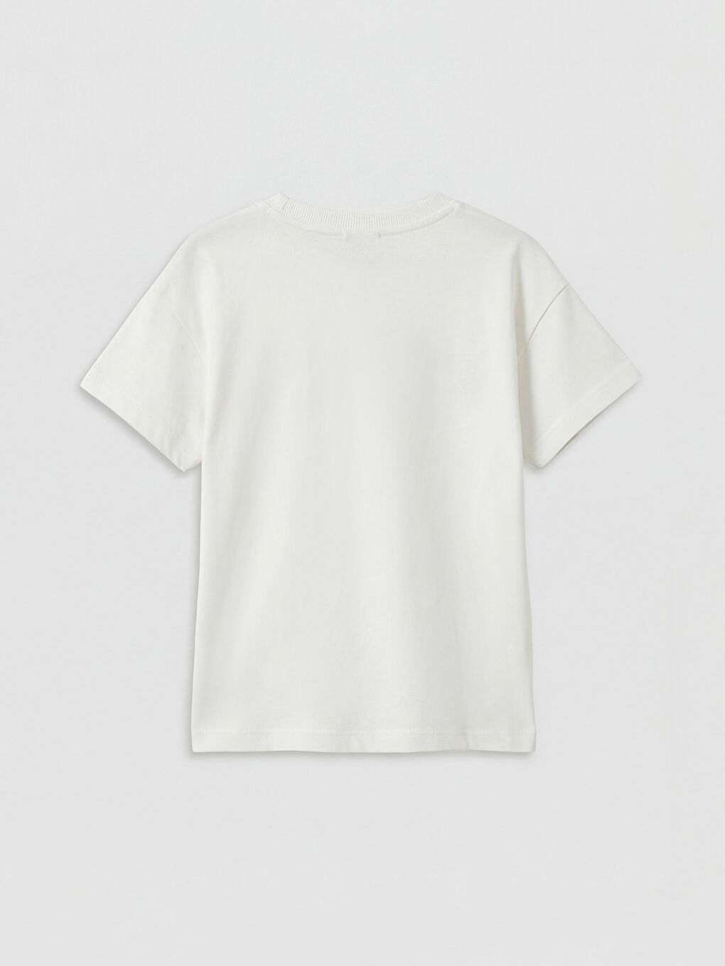 Ekru Bisiklet Yaka Baskılı Kız Çocuk Tişört-1