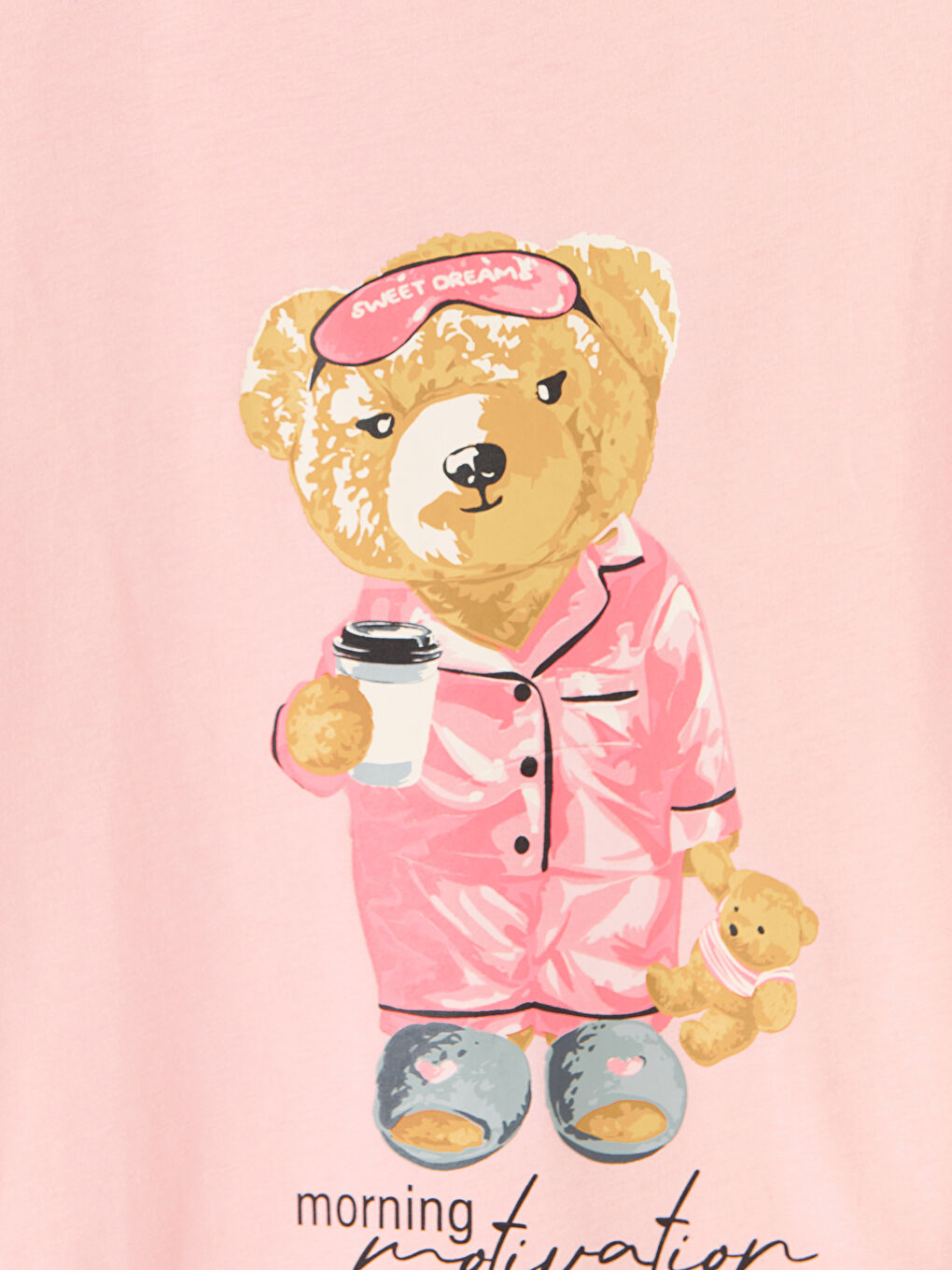 Pembe Ayı Teddy Baskılı Kadın Pijama Takım-5