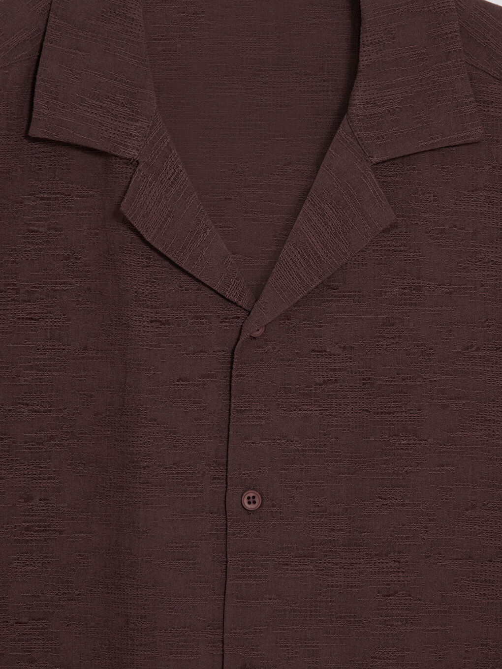 Bordo Regular Fit Armürlü Erkek Gömlek-5