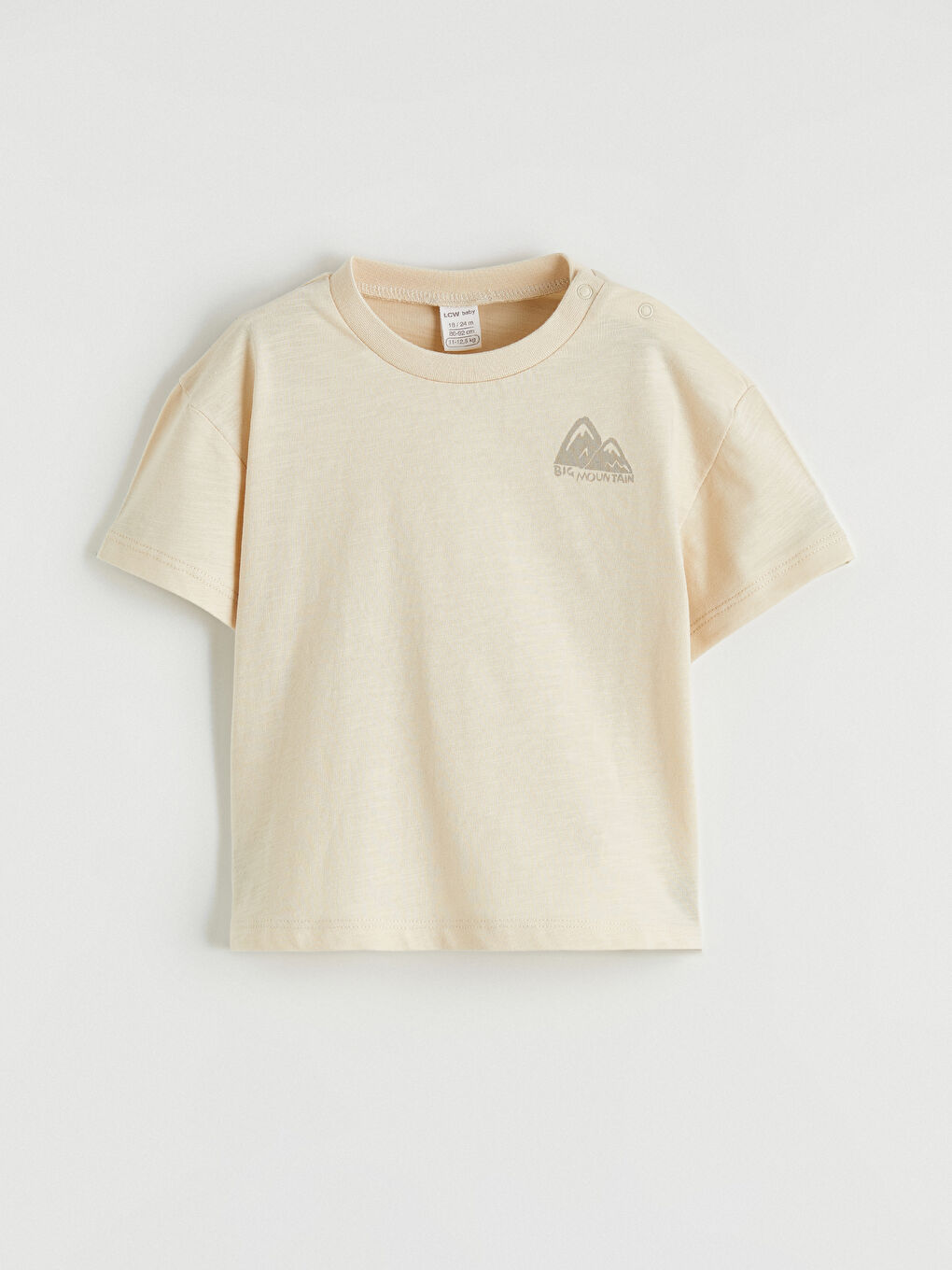 Bej Bisiklet Yaka Erkek Bebek Tişört-1