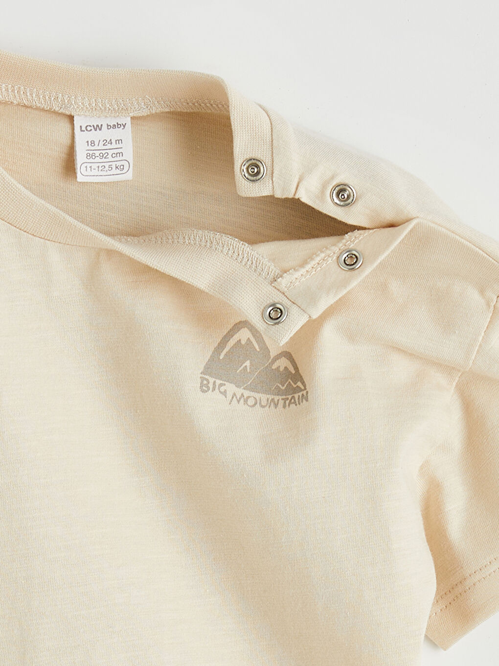 Bej Bisiklet Yaka Erkek Bebek Tişört-2