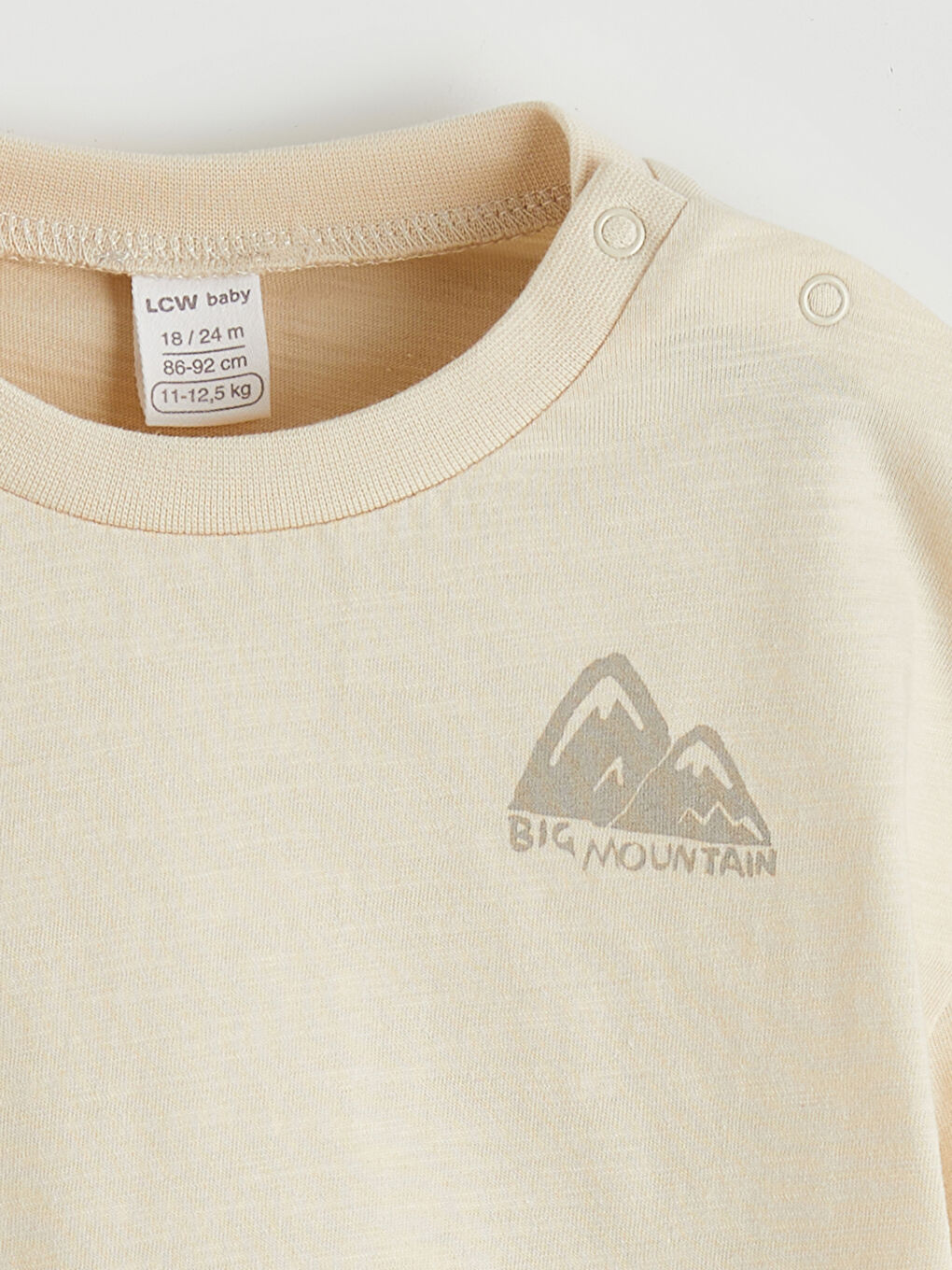 Bej Bisiklet Yaka Erkek Bebek Tişört-3