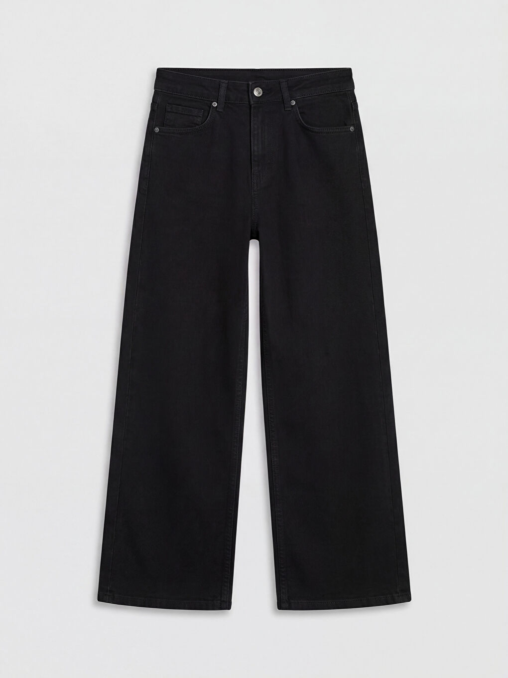 Siyah Yüksek Bel Wideleg Kadın Jean Pantolon