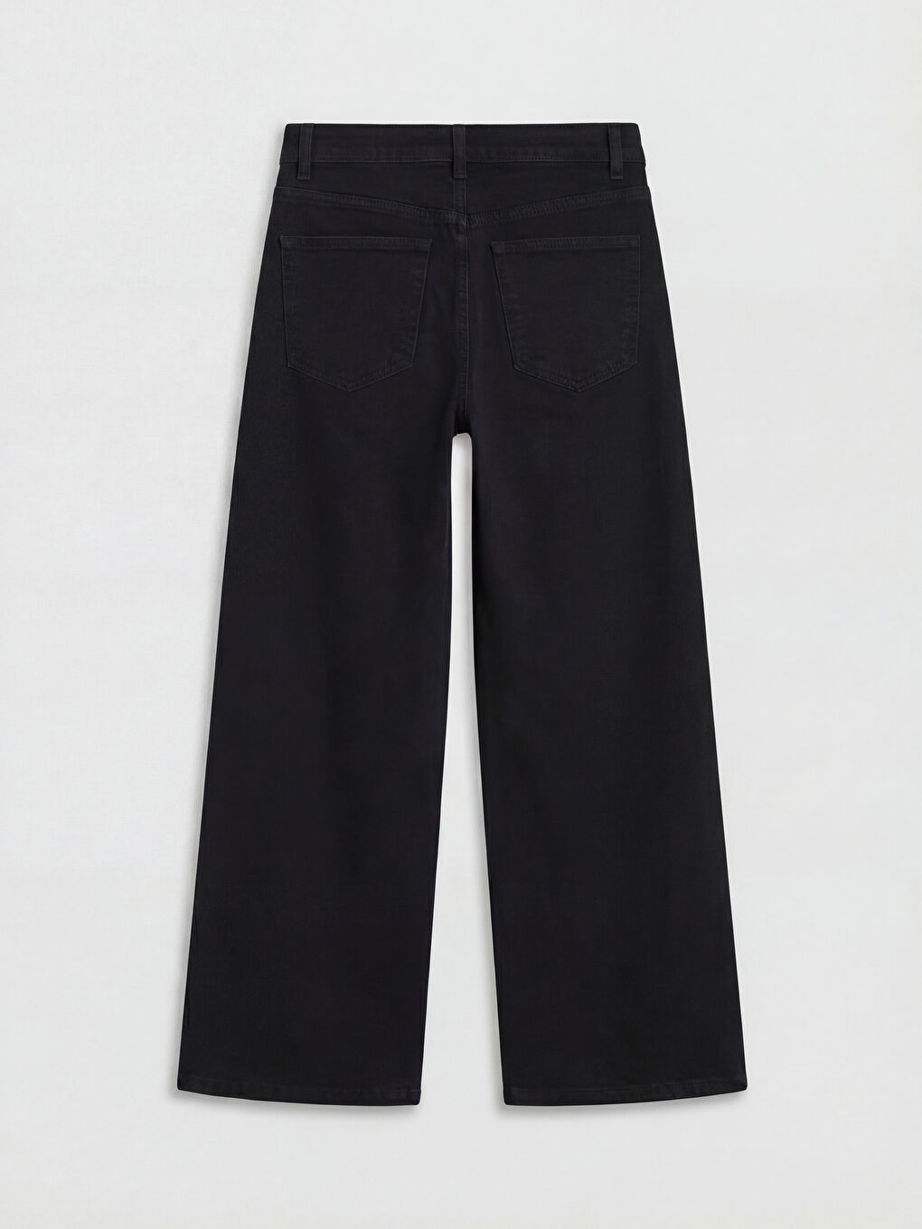 Siyah Yüksek Bel Wideleg Kadın Jean Pantolon-1