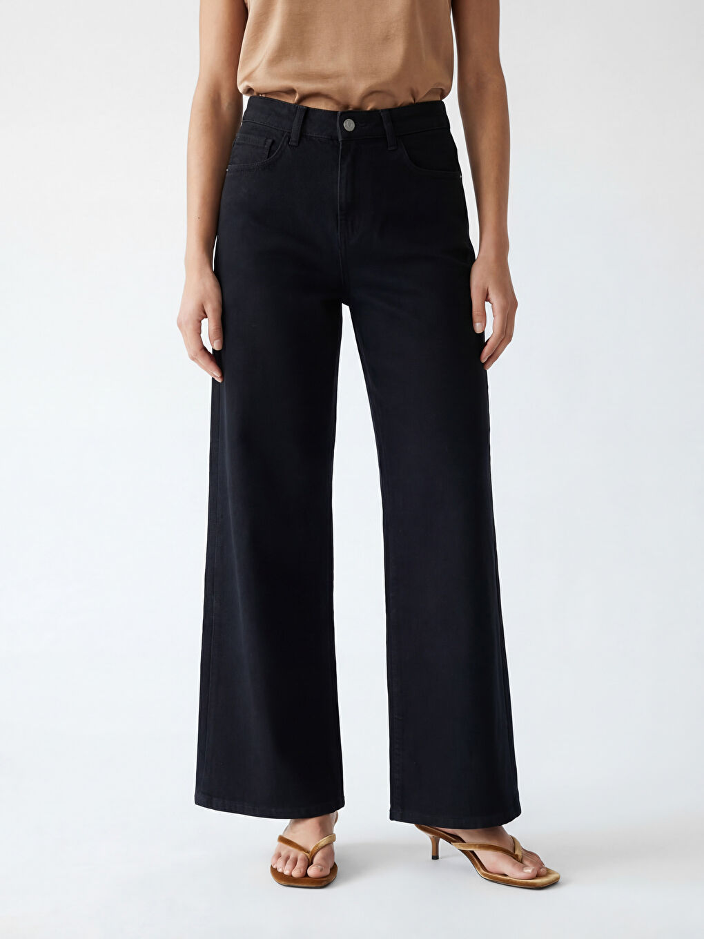 High Waisted Wide Leg Women's Jeans-1