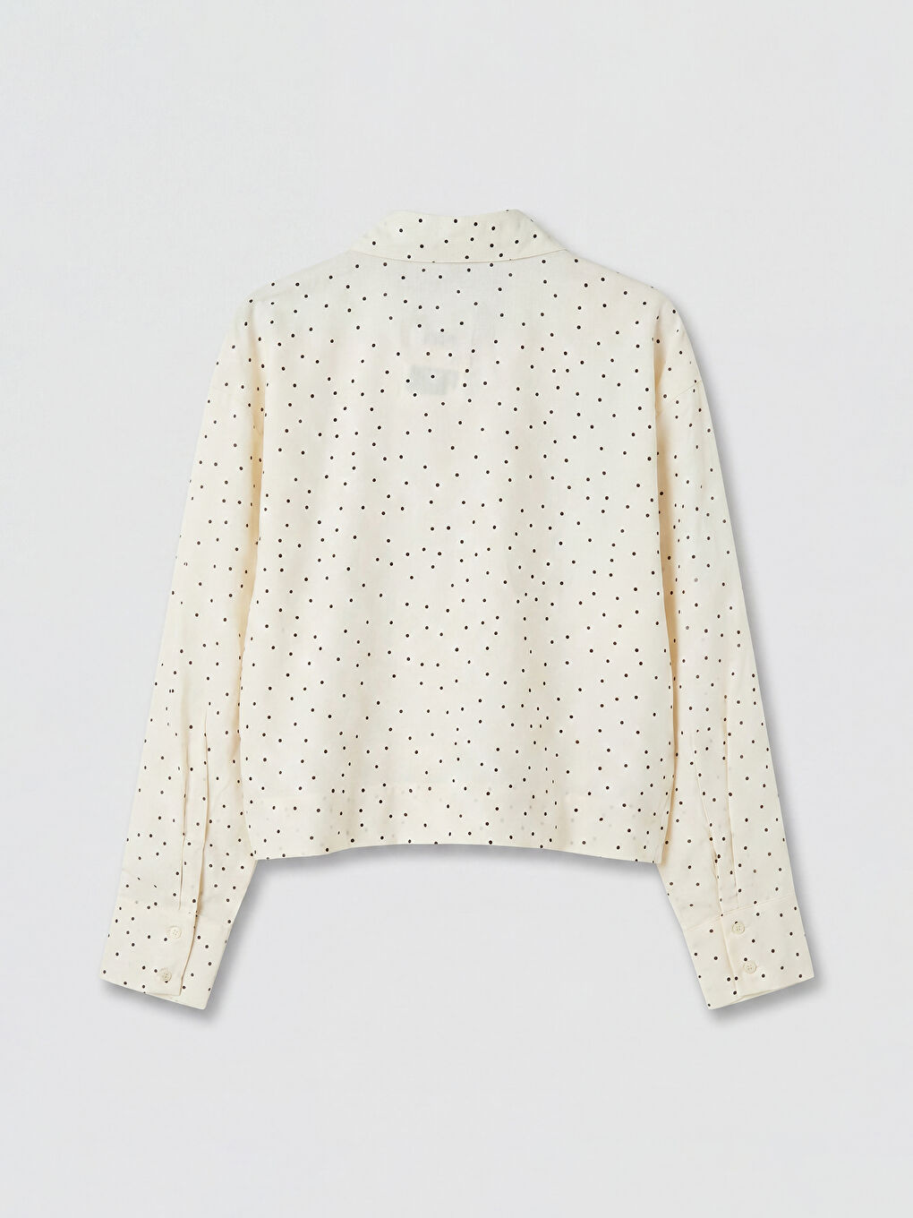 Ekru Puantiyeli Vual Kadın Gömlek-1