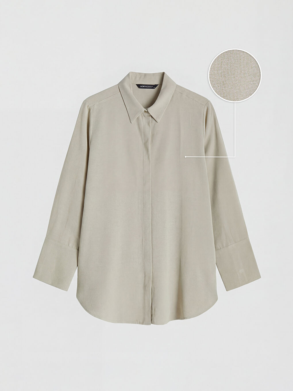 Bej Oversize Keten Karışımlı Kadın Gömlek Tunik