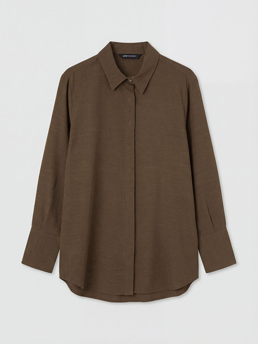 Haki Oversize Keten Karışımlı Kadın Gömlek Tunik