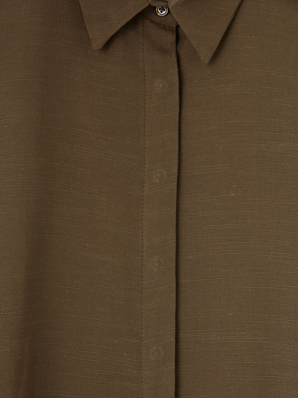 Haki Oversize Keten Karışımlı Kadın Gömlek Tunik-2