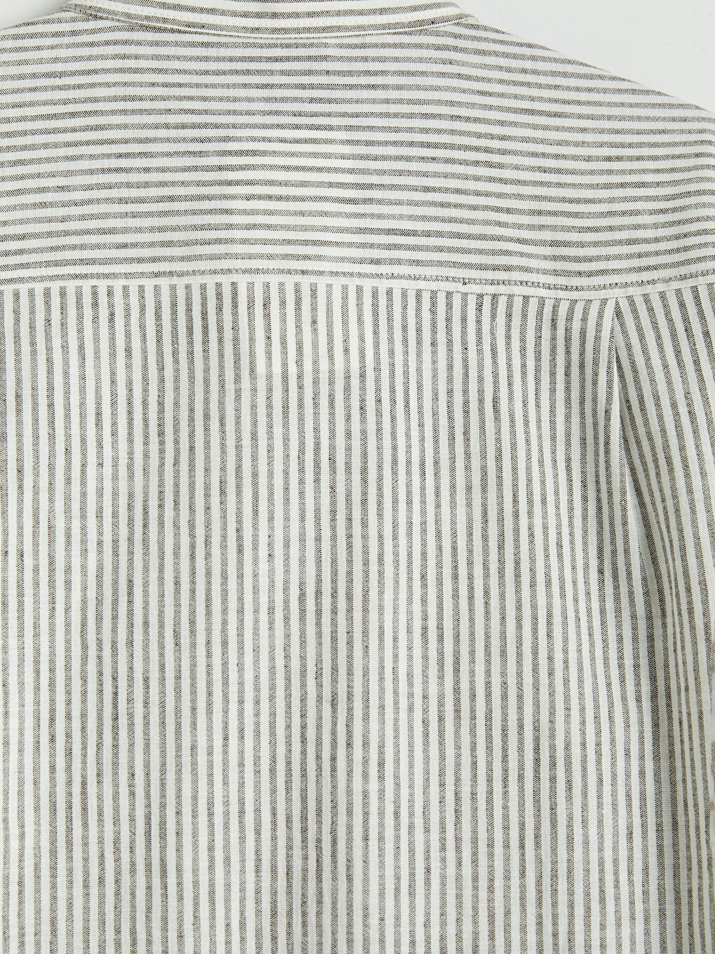 Kahverengi Çizgili Keten Karışımlı Kadın Gömlek-3