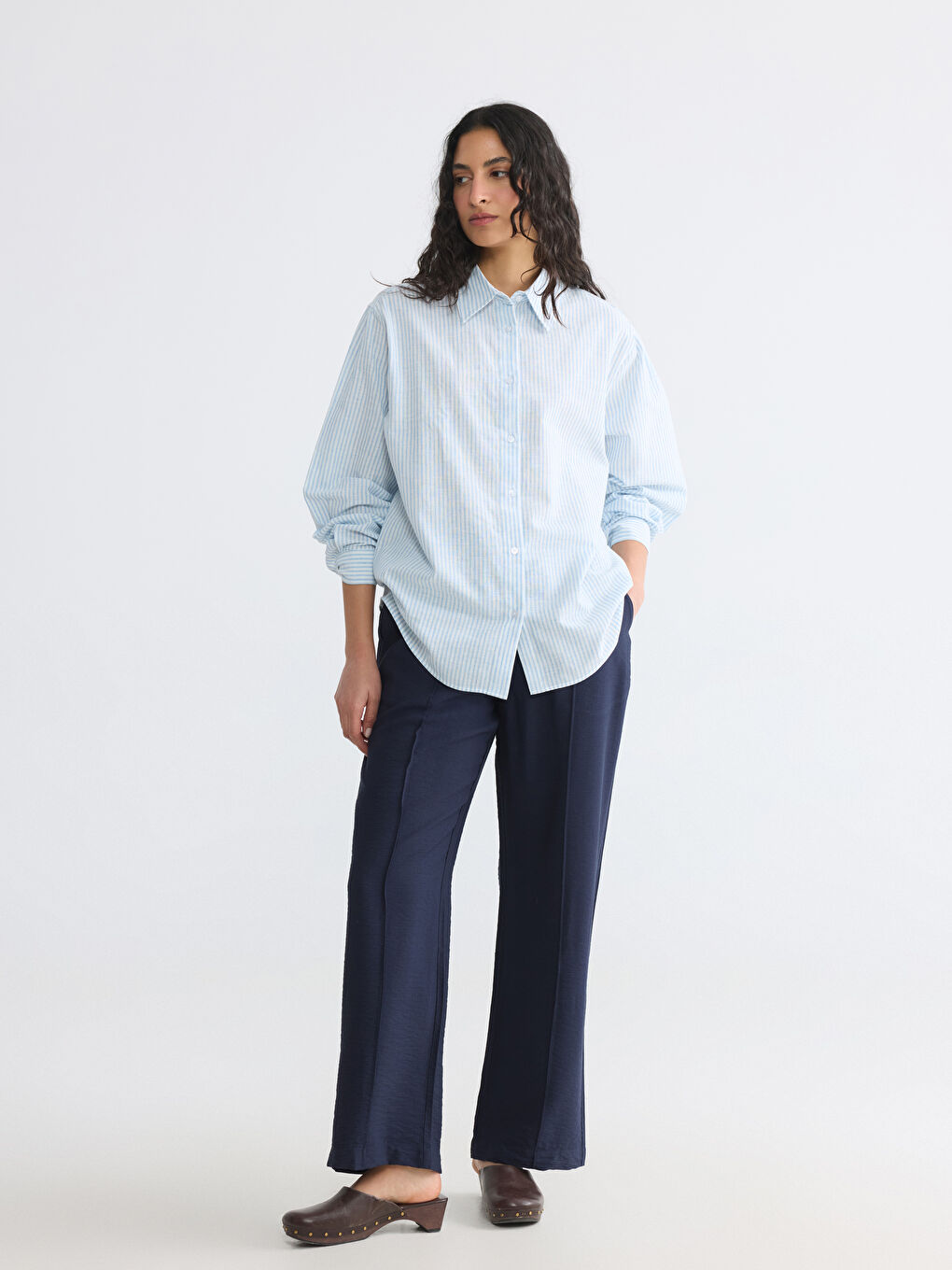 Striped Linen Blend Women's Shirt-1