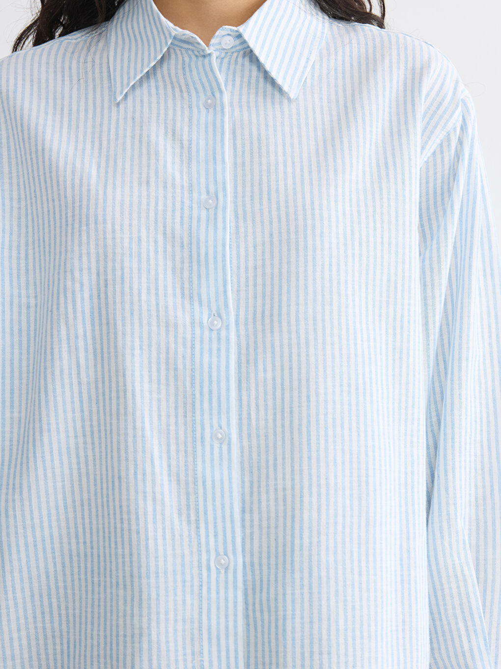 Striped Linen Blend Women's Shirt-2