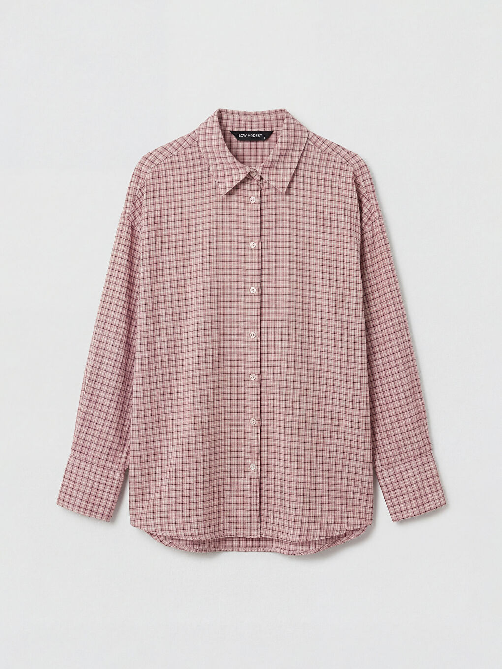 Pembe Ekose Kadın Gömlek