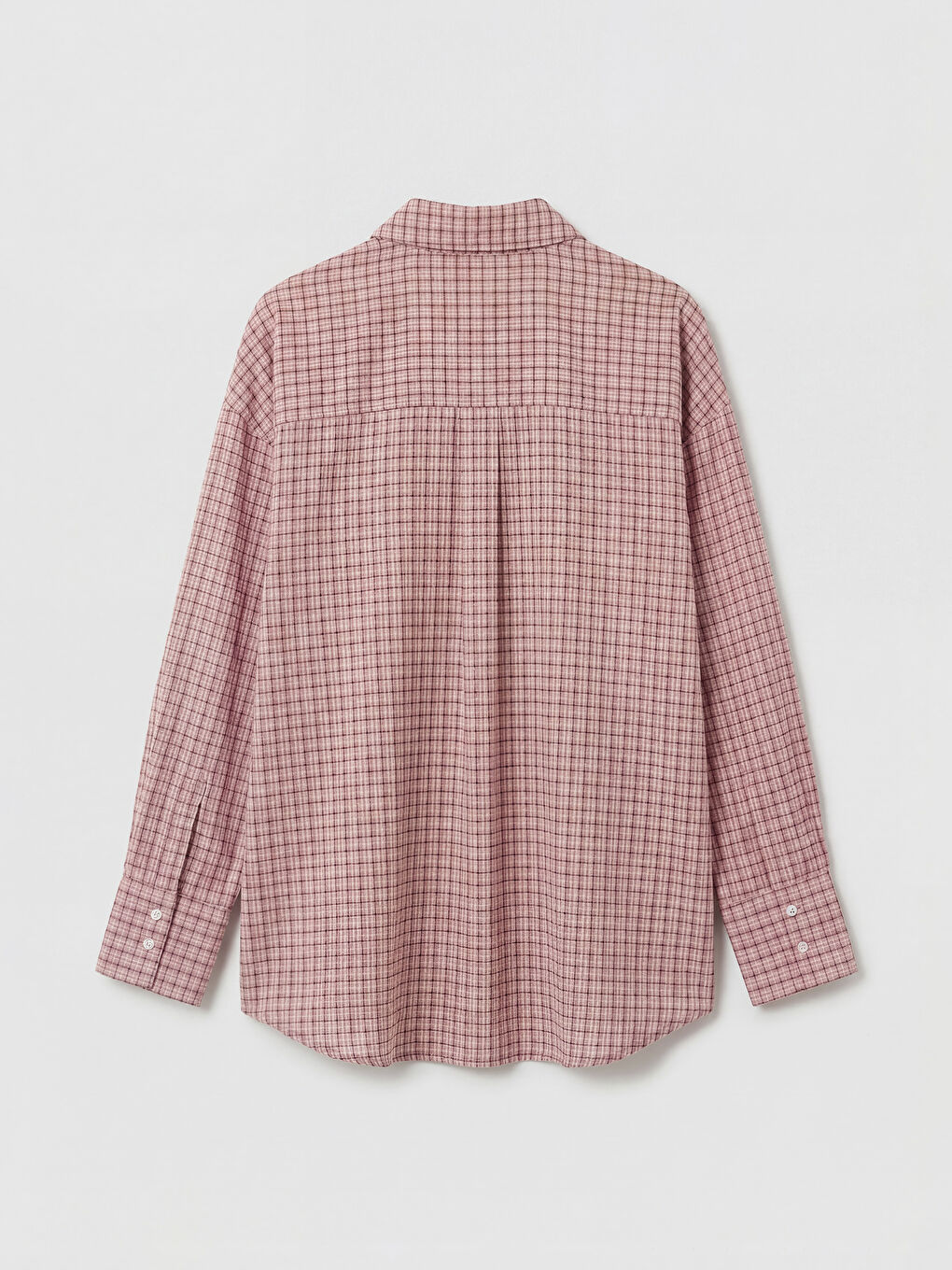 Pembe Ekose Kadın Gömlek-1