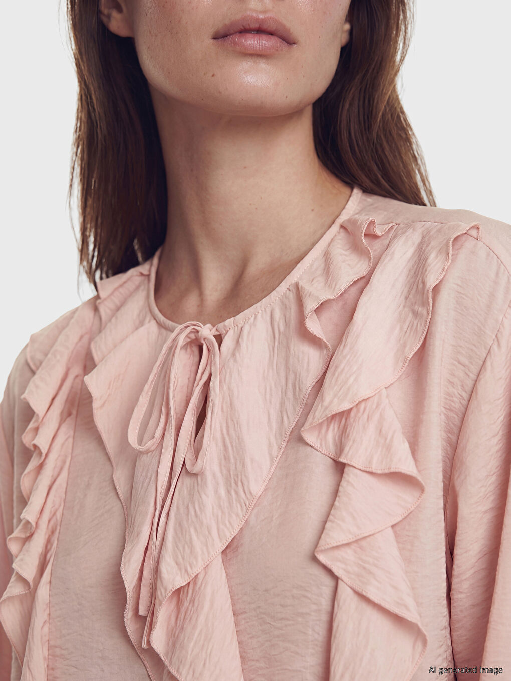 Crew Neck Frilled Blouse-2