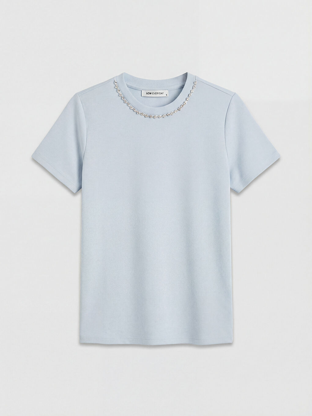 Mavi Bisiklet Yaka Taşlı Kadın Tişört-4