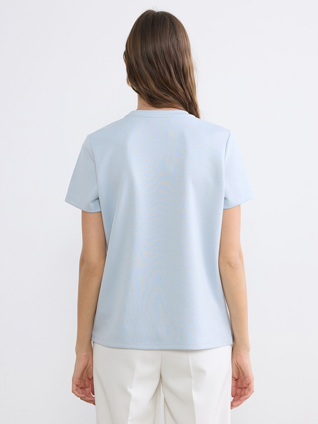 Mavi Bisiklet Yaka Taşlı Kadın Tişört-3